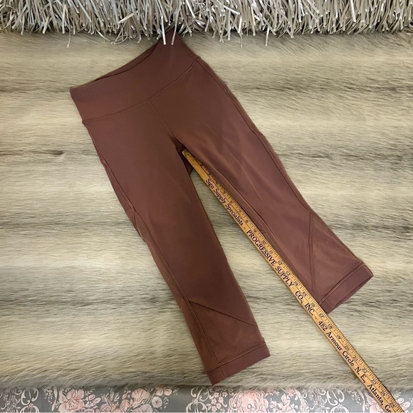 LULULEMON 2 Rose Blush Pink Cropped Sheer Panels High Waisted Leggings Workout - Picture 4 of 11